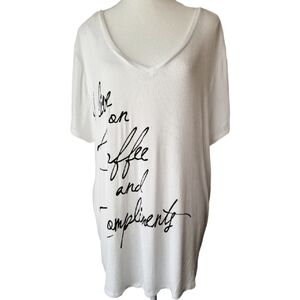 NWT Women's V-neck Ribbed "I Live For Coffee and Compliments" Shirt  1X